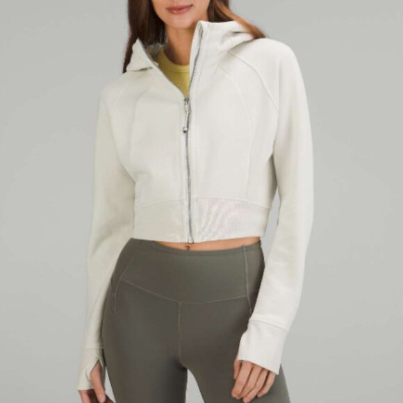 Lululemon Scuba Full-Zip Cropped Hoodie Size 8 Bone - Picture 1 of 4